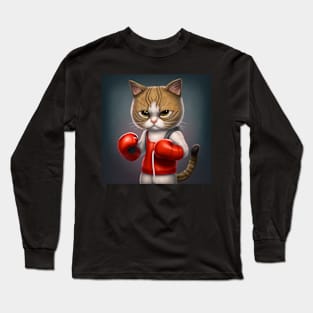 cute kittin boxing Long Sleeve T-Shirt